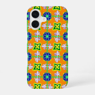 Coque iPhone 16 Lily rétro et marguerites sur fond jaune