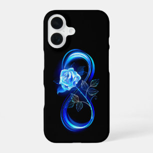 Coque iPhone 16 L'infini lumineux avec une rose bleue