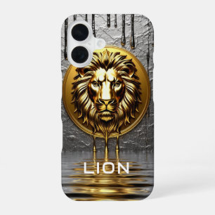 Coque iPhone 16 Lion Majestueux Avec Nom Personnalisé 🦁