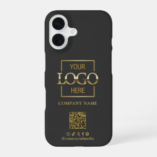 Coque iPhone 16 Logo & Code QR minimaliste élégant gris pour les e