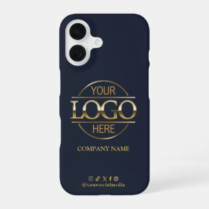 Coque iPhone 16 Logo d'entreprise & Média Sociaux Bleu Marine Prom