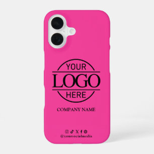 Coque iPhone 16 Logo d'entreprise & Média Sociaux Rose Promotionne