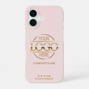 Coque iPhone 16 Logo d'entreprise Réseaux Sociaux Rose Blush Promo