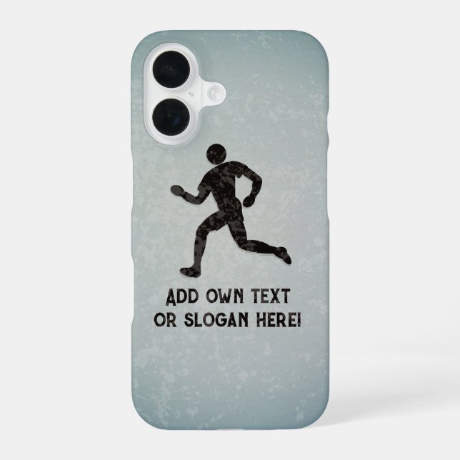 Coque iPhone 16 Logo d'exécution - Style métal vieilli - votre slo (Verso)