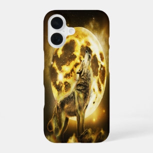 Coque iPhone 16 Loup de foudre doré