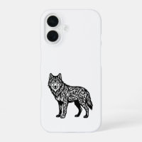 Loup tribal ornemental avec des volutes décorative