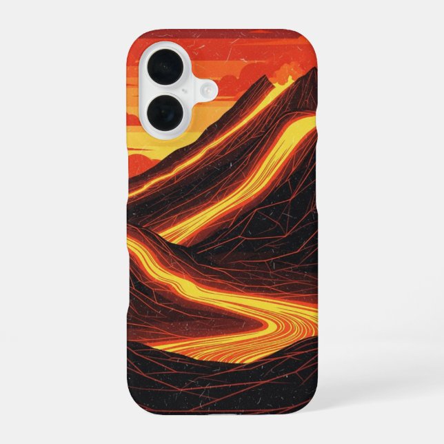 Coque iPhone 16 Lueur de volcan rétro (Verso)