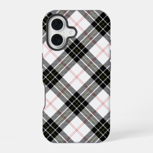 Coque iPhone 16 MacPherson tartan carreau noir blanc