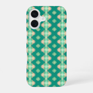 Coque iPhone 16 Malachite vert et Saumon rose