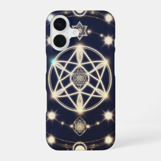 Coque iPhone 16 Mandala du cycle lunaire céleste – Géométrie sacré