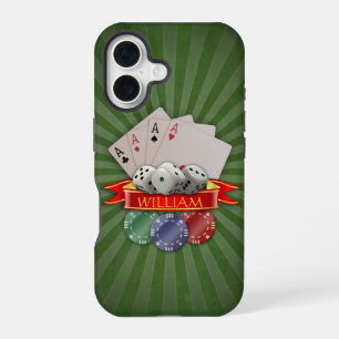 Coque iPhone 16 Mania du Poker - Cartes, Dés, Jetons