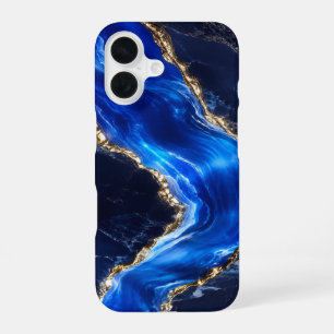 Coque iPhone 16 Marbre de Rivière Saphir Luxe