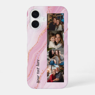 Coque iPhone 16 Marbre rose féminin 4 photos