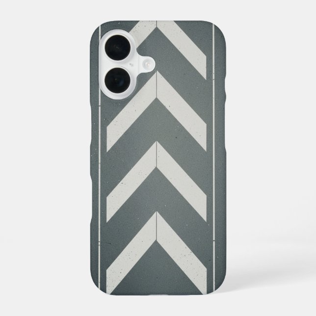 Coque iPhone 16 Marquage routier Chevron Rétro (Verso)