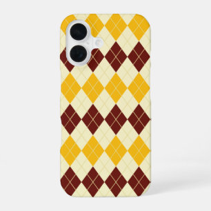 Coque iPhone 16 Marron - Jaune Motif Tartan Écossais