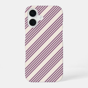 Coque iPhone 16 Mauve violet beige cinq bandes motif