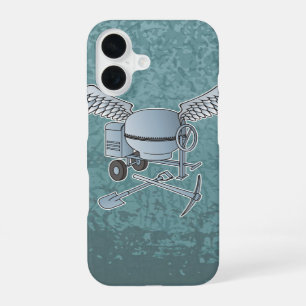 Coque iPhone 16 Mélangeur de béton bleu-gris