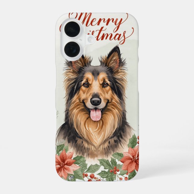 Coque iPhone 16 Merry Christmas Dog Festive Holiday Phone Case (Verso)