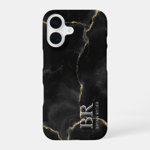 Coque iPhone 16 Misty Night Gold Parties scintillant Marbre person