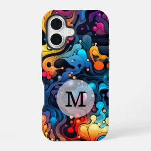Coque iPhone 16 Modèle personnalisé motif ondulé coloré