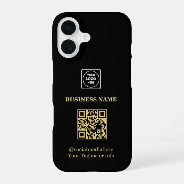Coque iPhone 16 Modern Business Logo QR Code Promo iphone case (Verso)