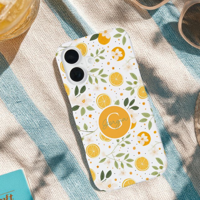 Coque iPhone 16 Monogram Summer Lemon Pattern iPhone Case (Créateur téléchargé)