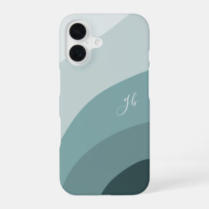 Coque iPhone 16 Monogramme de la couleur de fond de la menthe et d