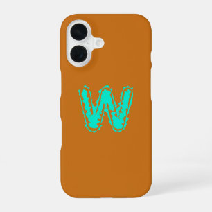 Coque iPhone 16 Monogramme déplaisant vert toxique sur orange