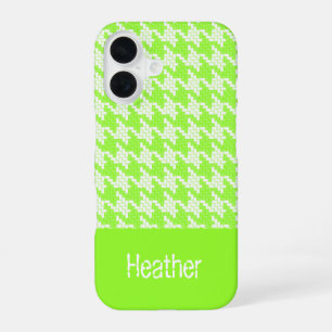 Coque iPhone 16 Monogramme vert et blanc motif