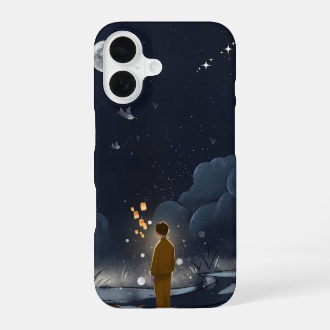 Coque iPhone 16 Moonlit Dreams – iPhone 16 Case | Night Sky Illust (Verso)