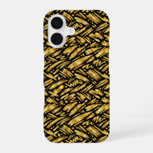 Coque iPhone 16 Motif abstrait de feuille d'or
