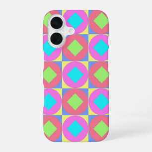 Coque iPhone 16 Motif Abstrait Géométrique Psychédélique Vibrant