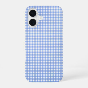 Coque iPhone 16 Motif bleu et blanc En vichy
