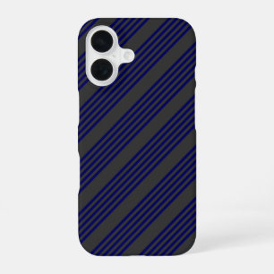 Coque iPhone 16 Motif bleu marine et charbon cinq bandes