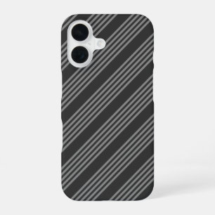 Coque iPhone 16 Motif cinq rayures grises et charbon