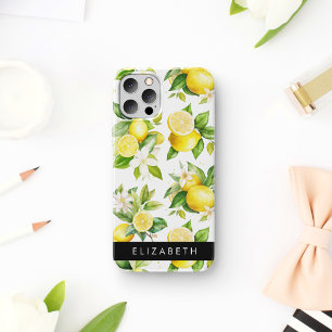 Coque iPhone 16 Motif citron, Fleurs de citron, Feuilles, Votre No