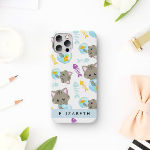 Coque iPhone 16 Motif De Chats, Chats Mignons, Chatons, Votre Nom