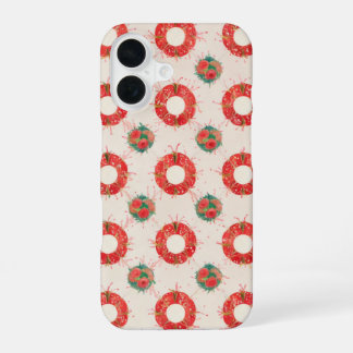 Coque iPhone 16 Motif de couronne de Noël