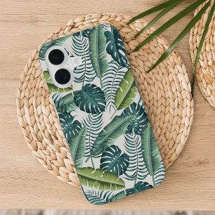 Coque iPhone 16 Motif de feuilles de palmier botanique tropical