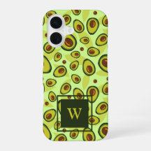 Motif de fruit d'avocat vert monogramme