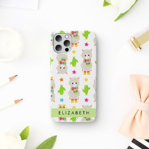 Coque iPhone 16 Motif de lamas, alpagas, cactus, votre nom