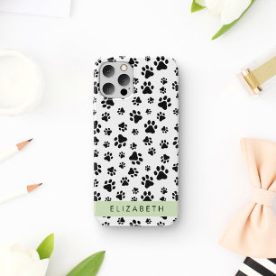Coque iPhone 16 Motif de patte, Pattes de chien, Noir et blanc, Vo
