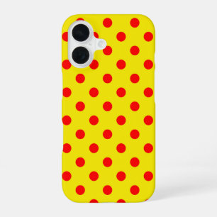 Coque iPhone 16 Motif de points jaunes et rouges Design