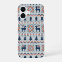 Motif de rennes de Noël bleu brun