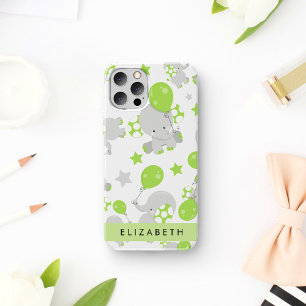 Coque iPhone 16 Motif D'Eléphants, Eléphants Mignons, Votre Nom