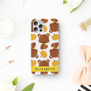 Coque iPhone 16 Motif D'Ours, Mignons Ours, Citrouille, Votre Nom