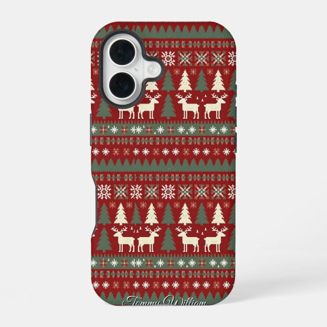Coque iPhone 16 Motif doux de Noël moche (Verso)