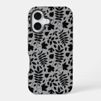 Motif Feuille tombé noir sur gris