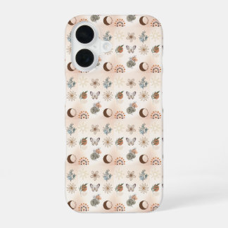 Coque iPhone 16 Motif floral céleste boho