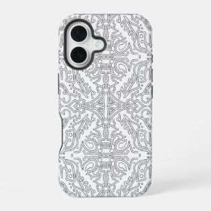 Coque iPhone 16 Motif floral gris minimaliste
